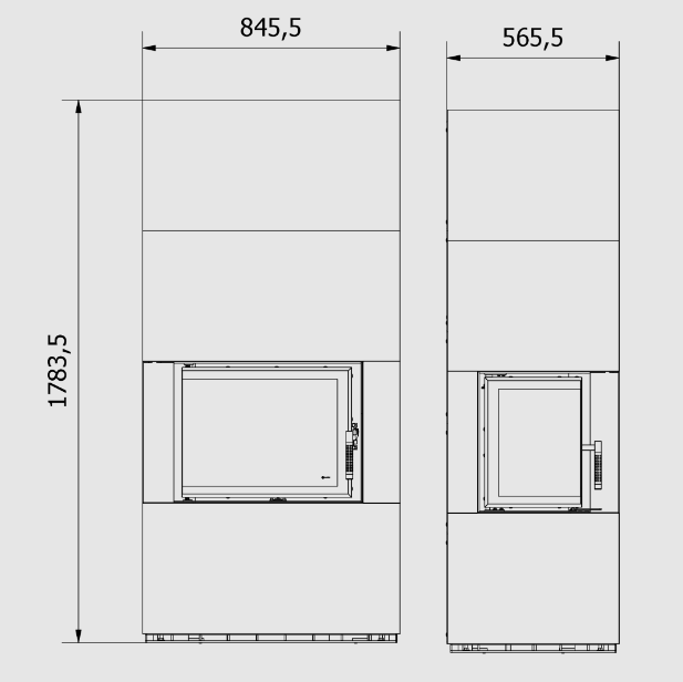 FLOKI lewy 8 kW Ø 160 w zabudowie modułowej INDIAN BLACK