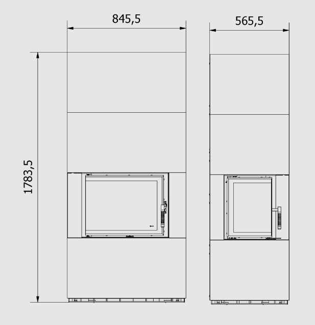 FLOKI prawy 8 kW Ø 160 w zabudowie modułowej ZIMBABWE NERO