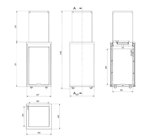 Patio Mini panel szklany czarny pikowany sterowanie manualne 8,2 kW